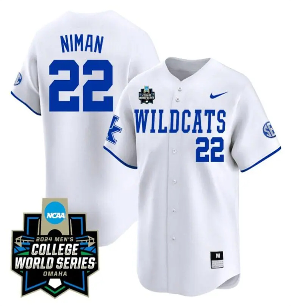 Personalized Dom Niman Jersey #22 Kentucky Wildcats 2024 College World Series Premier Limited NCAA Baseball Stitched Wildcats White