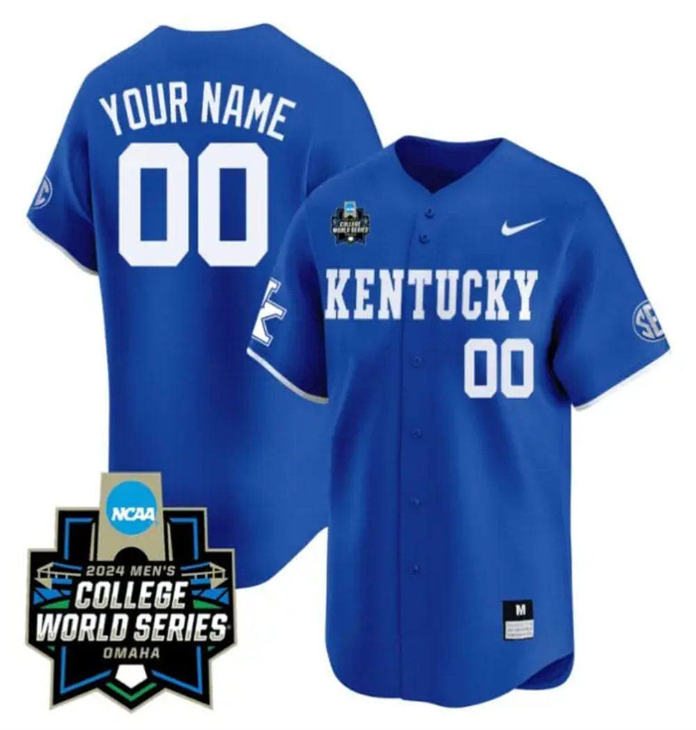 Personalized Custom Kentucky Wildcats Jersey 2024 College World Series Premier Limited NCAA Baseball Stitched Blue