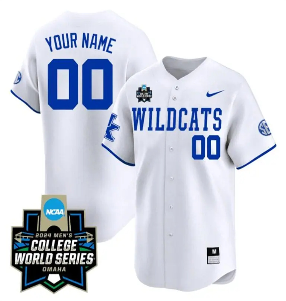 Personalized Custom Kentucky Wildcats Jersey 2024 College World Series Premier Limited NCAA Baseball Stitched Wildcats White