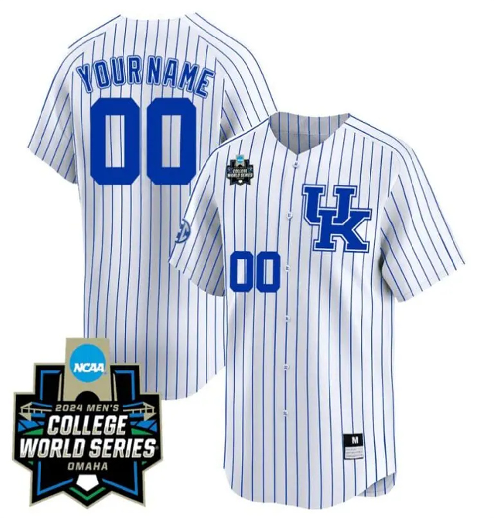 Personalized Custom Kentucky Wildcats Jersey 2024 College World Series Premier Limited NCAA Baseball Stitched White Pinstripe
