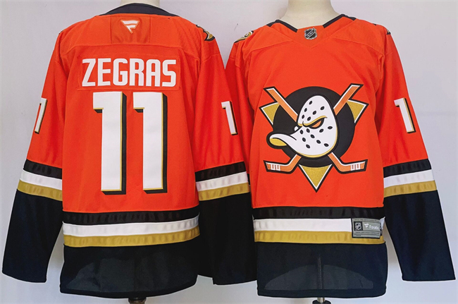 Personalized Men’s Anaheim Ducks #11 Trevor Zegras Orange Black 2024-25 Stitched Jersey