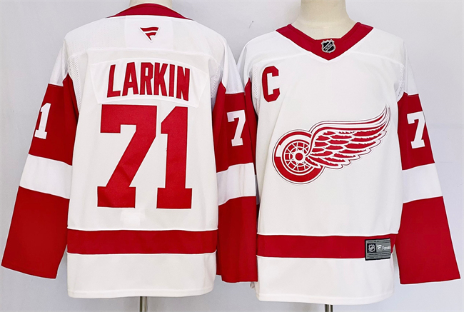 Personalized Men’s Detroit Red Wings #71 Dylan Larkin White 2024-25 Stitched Jersey