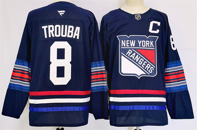 Personalized Men’s New York Rangers #8 Jacob Trouba Navy 2024-25 Stitched Jersey