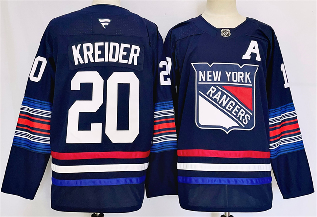 Personalized Men’s New York Rangers #20 Chris Kreider Navy 2024-25 Stitched Jersey
