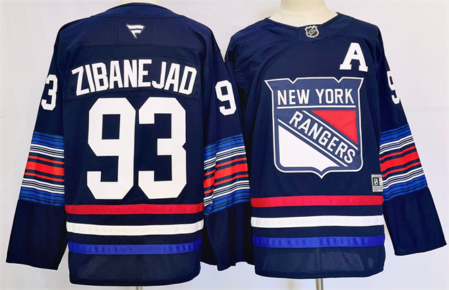 Personalized Men’s New York Rangers #93 Mika Zibanejad Navy 2024-25 Stitched Jersey