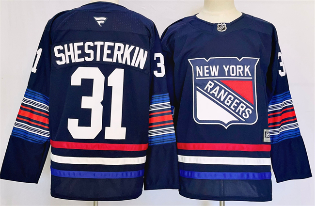 Personalized Men’s New York Rangers #31 Igor Shesterkin Navy 2024-25 Stitched Jersey