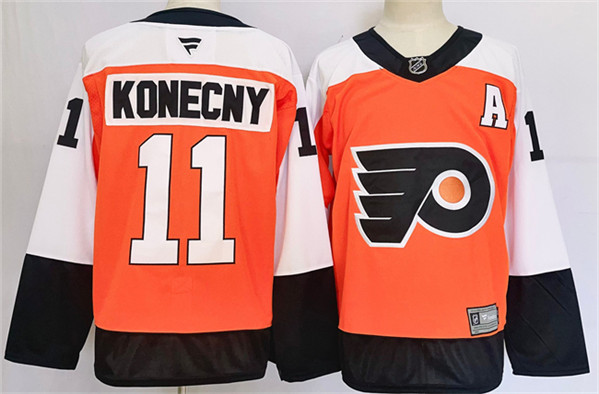 Personalized Men’s Philadelphia Flyers #11 Travis Konecny Orange 2024 Stitched Jersey