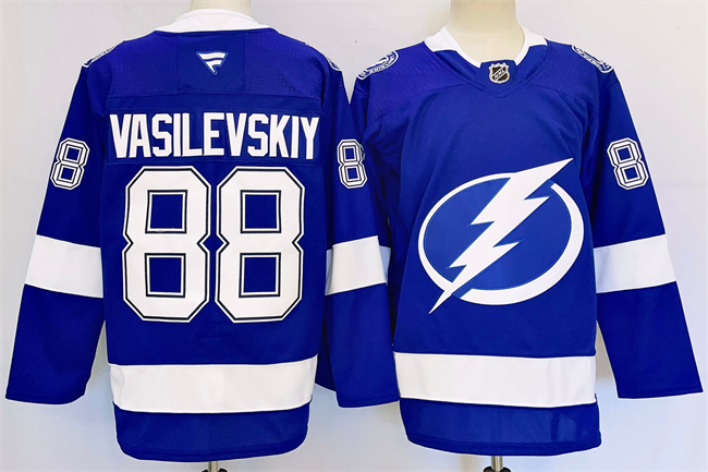 Personalized Men’s Tampa Bay Lightning #88 Andrei Vasilevskiy 2024-25 Blue Stitched
