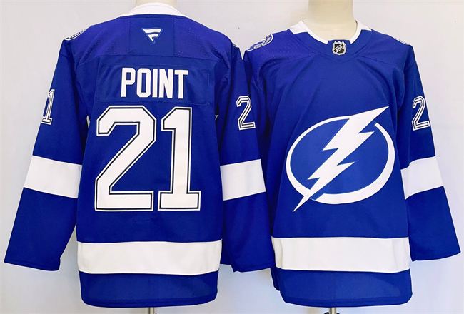 Personalized Men’s Tampa Bay Lightning #21 Brayden Point 2024-25 Blue Stitched Jersey