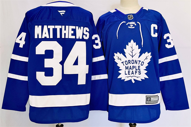 Personalized Men’s Toronto Maple Leafs #34 Auston Matthews Blue 2024-25 Stitched Jersey