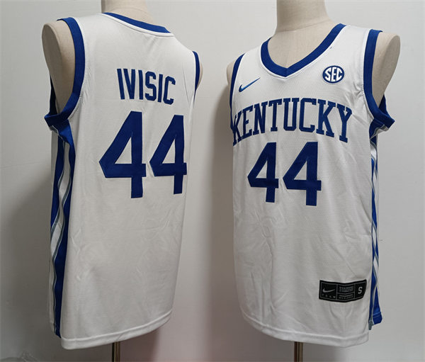 Personalized Men’s Kentucky Wildcats #44 Zvonimir Ivisic White Home 2023-24 College Basketball Game Jersey