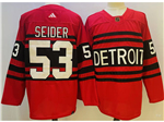 Personalized Detroit Red Wings #53 Mortiz Seider Red Reverse Retro 2.0 Jersey