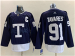 Personalized Toronto Maple Leafs #91 John Tavares Navy 2022 Heritage Classic Jersey