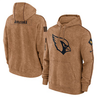 Personalized Men’s Arizona Cardinals 2023 Brown Salute to Service Pullover Hoodie