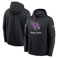 Personalized Men’s Arizona Cardinals Black 2024 Crucial Catch Club Pullover Hoodie