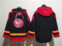 Personalized Men’s Atlanta Hawks Blank Black Red Lace-Up Pullover Hoodie