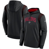 Personalized Mens Atlanta Falcons Black Sideline Stack Performance Pullover Hoodie
