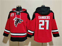 Personalized Men’s Atlanta Falcons #21 Deion Sanders Red Ageless Must-Have Lace-Up Pullover Hoodie