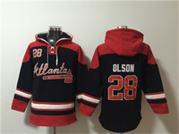 Personalized Men’s Atlanta Braves #28 Matt Olson Navy Red Ageless Must-Have Lace-Up Pullover Hoodie