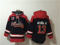 Personalized Men’s Atlanta Braves #13 Ronald Acuna Jr. Navy Red Ageless Must-Have Lace-Up Pullover Hoodie