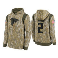 Personalized Men’s Atlanta Falcons #2 Matt Ryan Camo 2021 Salute To Service Therma Performance Pullover Hoodie