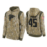 Personalized Men’s Atlanta Falcons #45 Deion Jones Camo 2021 Salute To Service Therma Performance Pullover Hoodie