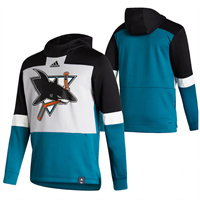 Personalized San Jose Sharks Blank Reverse Retro Pullover Hoodie Gray Teal
