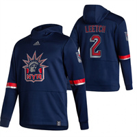 Personalized New York Rangers #2 Brian Leetch Reverse Retro Pullover Hoodie Navy