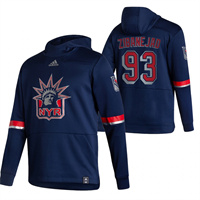 Personalized New York Rangers #93 Mika Zibanejad Reverse Retro Pullover Hoodie Navy