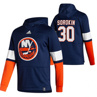 Personalized New York Islanders #30 Ilya Sorokin Reverse Retro Pullover Hoodie Navy