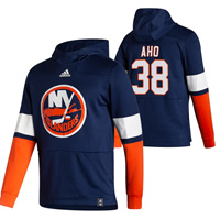 Personalized New York Islanders #38 Sebastian Aho Reverse Retro Pullover Hoodie Navy
