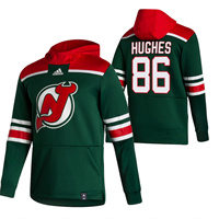 Personalized New Jersey Devils #86 Jack Hughes Reverse Retro Pullover Hoodie Green
