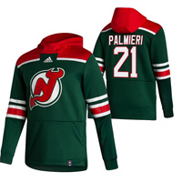 Personalized New Jersey Devils #21 Kyle Palmieri Reverse Retro Pullover Hoodie Green