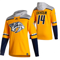 Personalized Nashville Predators #14 Mattias Ekholm Reverse Retro Pullover Hoodie Gold