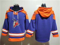 Personalized Men’s Arizona Coyotes Blank Purple Ageless Must-Have Lace-Up Pullover Hoodie