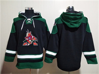 Personalized Men’s Arizona Coyotes Blank Black Green Ageless Must-Have Lace-Up Pullover Hoodie