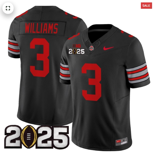 Personalized Men’s Ohio State Buckeyes ‘Heritage Stripe’ 2025 CFP Final Patch Limited Jersey Black Miyan Williams