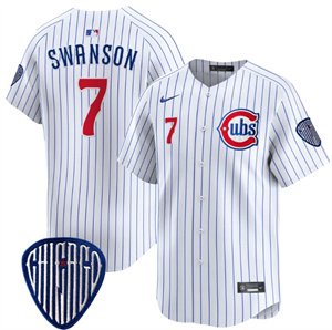 Personalized Men’s Chicago Cubs Blue Alternate Premier Limited Jersey All Stitched Pinstripe Dansby Swanson