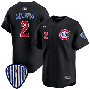 Personalized Men’s Chicago Cubs Blue Alternate Premier Limited baseball Jersey All Stitched Black #2 Nico Hoerner