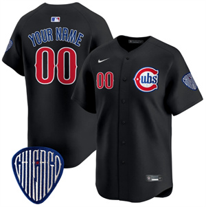 Personalized Custom Men’s Chicago Cubs Blue Alternate Premier Limited baseball Jersey All Stitched Black