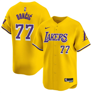 Personalized Men’s Los Angeles Lakers Icon #77 Luka Doncic Baseball Jersey