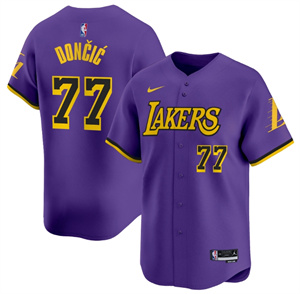 Personalized Men’s Los Angeles Lakers Statement Luka Doncic #77 Baseball Jersey