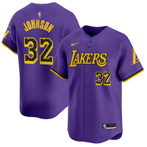 Personalized Men’s Los Angeles Lakers Statement Magic Johnson #32 Baseball Jersey
