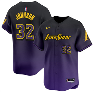 Personalized Men’s Los Angeles Lakers 2024-25 City #32 Magic Johnson Baseball Jersey