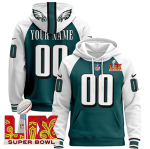 Personalized Custom Philadelphia Eagles Super Bowl LIX Patch Pullover Hoodie Green Alternate