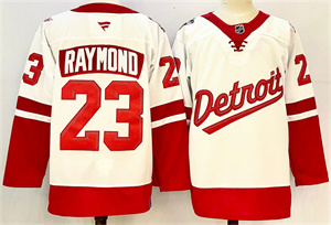Personalized Men’s Detroit Red Wings #23 Lucas Raymond White Red 2024-25 Stitched Jersey