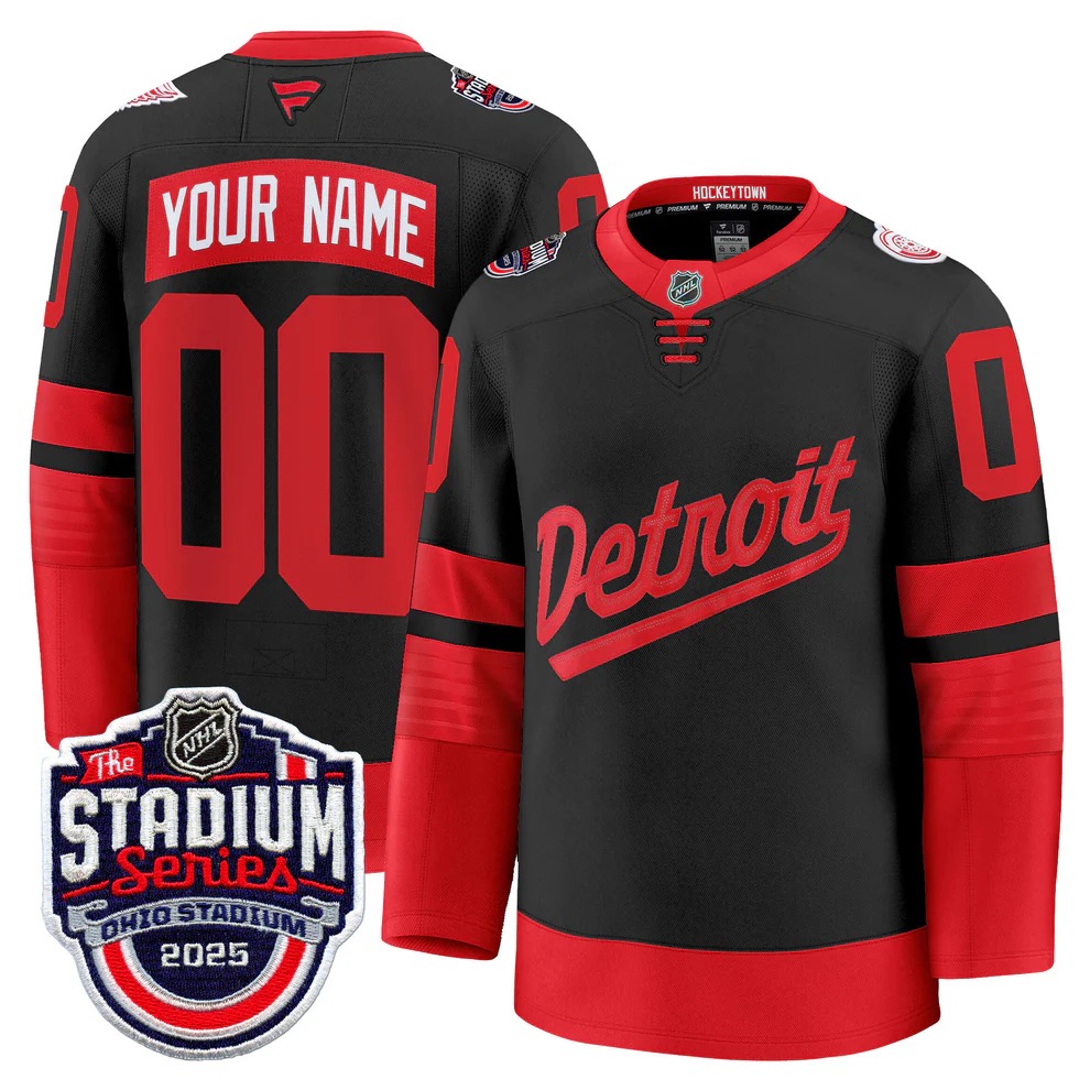 Personalized Custom Men’s Detroit Red Wings black 2024-25 With C Patch Stitched Jersey