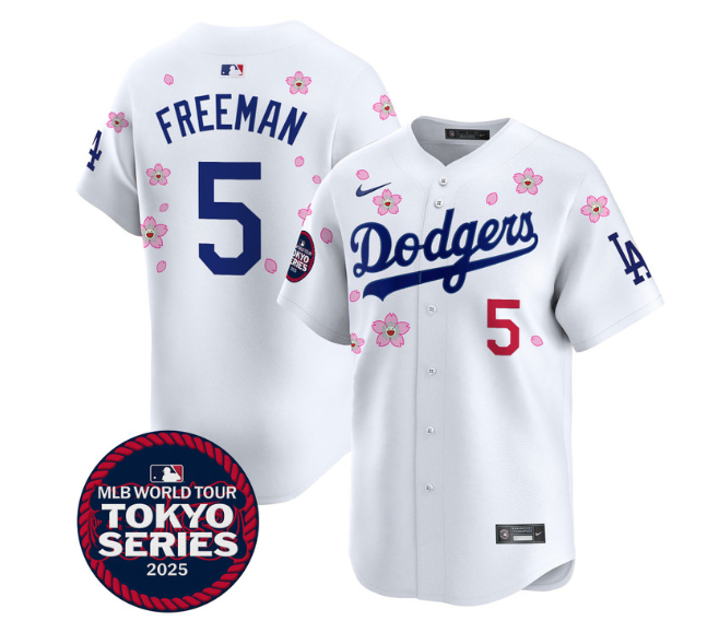 Personalized Men’s Dodgers Tokyo Series 2025 Premier Limited Jersey Stitched Freddie Freeman #5