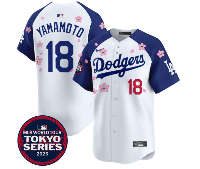 Personalized Men’s Dodgers Tokyo Series 2025 Premier Limited Jersey Stitched Alternate Yamamoto #18