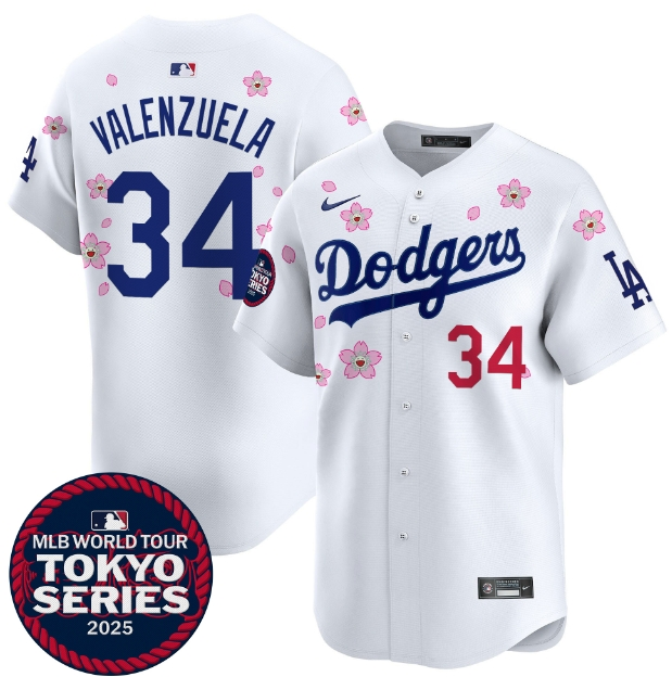 Personalized Men’s Dodgers Tokyo Series 2025 Premier Limited Jersey Stitched Fernando Valenzuela #34